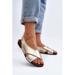 Zazoo 40407 auksiniai moteriški odiniai sandalai 199214