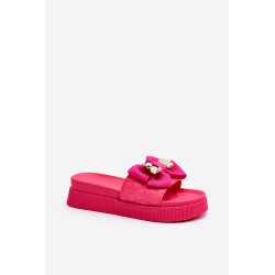 Moteriškos šlepetės su lankeliu ir dekoratyviniu meškiuku fuksija Katerina 199229