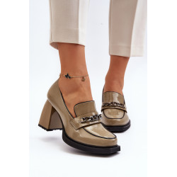 Žalios spalvos lakinės odos pompos ant storo kulno Terimene 199242