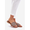 Zazoo 40381 Moteriški odiniai plokšti sandalai, smėlio spalvos | Šlepetės | jai24.lt
