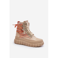 Moteriški aukšti zomšiniai sportbačiai smėlio spalvos Eleamia 199275