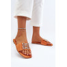 Moteriškos plokščios basutės su oranžine puošyba Inaile | Šlepetės | jai24.lt