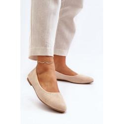 Smėlio spalvos moteriškos zomšos „Ballerina Flats Kommia“. 199299