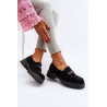 Juodi zomšiniai moteriški mokasinai su dekoracija Loraleima | Mokasinai moterims | jai24.lt