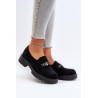 Juodi zomšiniai moteriški mokasinai su dekoracija Loraleima | Mokasinai moterims | jai24.lt