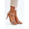 „Zazoo 3328/2“ moteriški odiniai sandalai su „stiletto Heel Gold“. | Sandalai moterims | jai24.lt