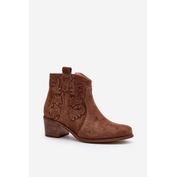 Zazoo 3426 moteriški zomšiniai kaubojiški batai, juodi 199316