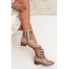 Zazoo 3404 Iškirpti kaubojiški batai žemakulniai zomšiniai šviesiai smėlio spalvos | Auliniai batai moterims | jai24.lt