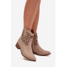 Zazoo 3404 Iškirpti kaubojiški batai žemakulniai zomšiniai šviesiai smėlio spalvos | Auliniai batai moterims | jai24.lt