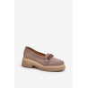Moteriški zomšiniai mokasinai su dekoracija Beige Zazoo 3429/W | Mokasinai moterims | jai24.lt