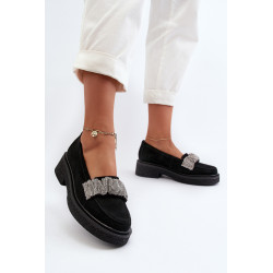 Zazoo 3419 moteriški zomšiniai mokasinai su dekoratyviniu juodu dirželiu 199323
