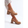 Moteriški batai ant storo kulno su puošmena Camel Ranunca | Pavasariniai batai | jai24.lt