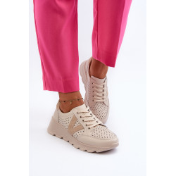 Moteriški odiniai lengvi sportiniai batai smėlio spalvos Eleonori 199415