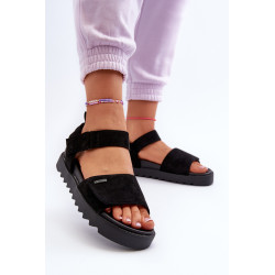 Moteriški zomšiniai platforminiai sandalai Big Star NN274700 juodi 199416