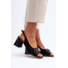 Moteriški sandalai su kulnu ir dekoracija juodi D&A MR38-659 | Sandalai moterims | jai24.lt