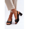 Moteriški sandalai su kulnu ir dekoracija juodi D&A MR38-659 | Sandalai moterims | jai24.lt