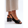 Moteriški sandalai su kulnu ir dekoracija juodi D&A MR38-659 | Sandalai moterims | jai24.lt