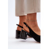 Moteriški sandalai su kulnu ir dekoracija juodi D&A MR38-659 | Sandalai moterims | jai24.lt