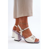 Elegantiški aukštakulniai sandalai su baltu ornamentu D&A MR38-156 | Sandalai moterims | jai24.lt