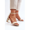 Auksinės basutės su kulnu Pholia | Sandalai moterims | jai24.lt