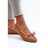 Balerinos Eco Leather Su Bow Camel Sandal | Balerinos bateliai | jai24.lt