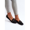 Blizgūs moteriški batai su grandinėle Black Aredilla | Mokasinai moterims | jai24.lt