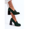 Odiniai pompos ant storo kulno Laura Messi 2706 tamsiai žalia | Aukštakulniai | jai24.lt