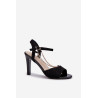 Moteriški aukštakulniai zomšiniai sandalai su grandinėle Sergio Leone SK925 juodi | Sandalai moterims | jai24.lt