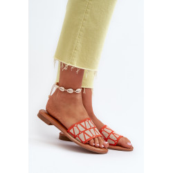 Moteriški sandalai su plokščiu kulnu Oranžinė Traivea 199479