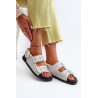 Moteriški balti papuošti džinsiniai sandalai Irmale | Sandalai moterims | jai24.lt