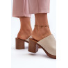 Elegantiški lengvi moteriški sandalai su kulnais Beige Varnila | Šlepetės | jai24.lt