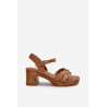Moteriški aukštakulniai sandalai iš rudos eko odos Assames | Sandalai moterims | jai24.lt