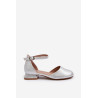 Vaikiški blizgūs žemakulniai sandalai Silver Nelly | Basutės vaikams | jai24.lt