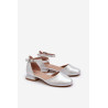 Vaikiški blizgūs žemakulniai sandalai Silver Nelly | Basutės vaikams | jai24.lt