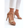 Moteriški aukštakulniai sandalai iš smėlio spalvos Eco Leather Obdaria | Sandalai moterims | jai24.lt
