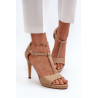 Moteriški aukštakulniai sandalai iš smėlio spalvos Eco Leather Obdaria | Sandalai moterims | jai24.lt