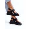 Moteriški juodi pleištiniai ir platforminiai sandalai iš Eco Leather Triaola | Sandalai moterims | jai24.lt