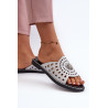 Blizgios moteriškos basutės su sidabro ornamentu Ebirena | Šlepetės | jai24.lt