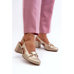 Odiniai sandalai su kulnais Maciejka 06419-25 Gold 199539