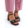 Elegantiški juodi patentuoti sandalai su kulnu D&A MR38-660 | Sandalai moterims | jai24.lt