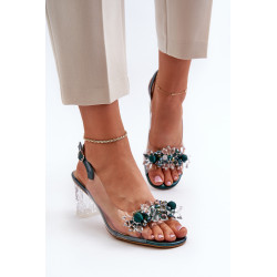 Permatomi sandalai ant kulno su žalios spalvos D&A MR38-D1 dekoracijomis 199548