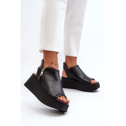 Zazoo 1792 odiniai iškirpti sandalai, juodi 199555