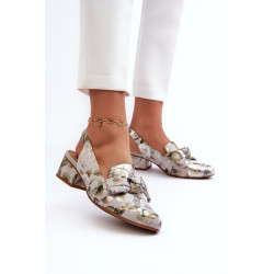 Moteriškos odinės basutės žemu kulnu gėlėmis Maciejka N6539-38 Green 199556