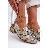 Moteriškos odinės basutės žemu kulnu gėlėmis Maciejka N6539-38 Green | Sandalai moterims | jai24.lt