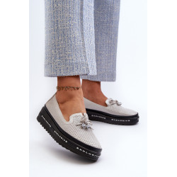 Blizgantys moteriški odiniai batai ant platformos S.Barski LR400 sidabro spalvos 199559