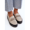 Moteriški odiniai batai su platforma su grandinės detale S.Barski LR618 Beige | Mokasinai moterims | jai24.lt