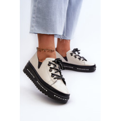 Moteriški suvarstomi platforminiai batai Natūralios odos S.Barski LR620 juodi 199563