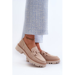 Moteriški smėlio spalvos zomšiniai mokasinai su ornamentu D&A TW117 smėlio spalvos 199564