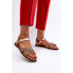 Plokšti moteriški sandalai S.Barski MY923 Smėlio spalvos 199574