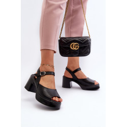 Moteriškos odinės aukštakulnės basutės Vinceza 66627 juodos 199576